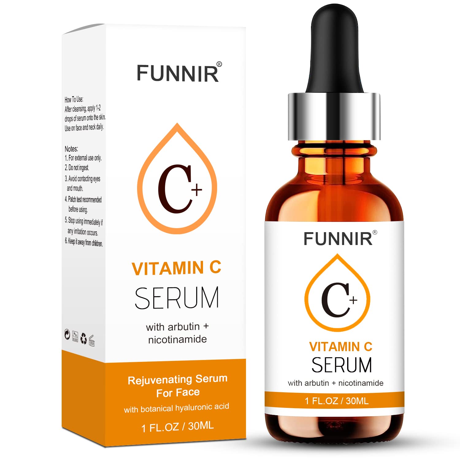 FUNNIR Vitamin C Serum for Face Plus Hyaluronic Acid, Retinol, Niacinamide