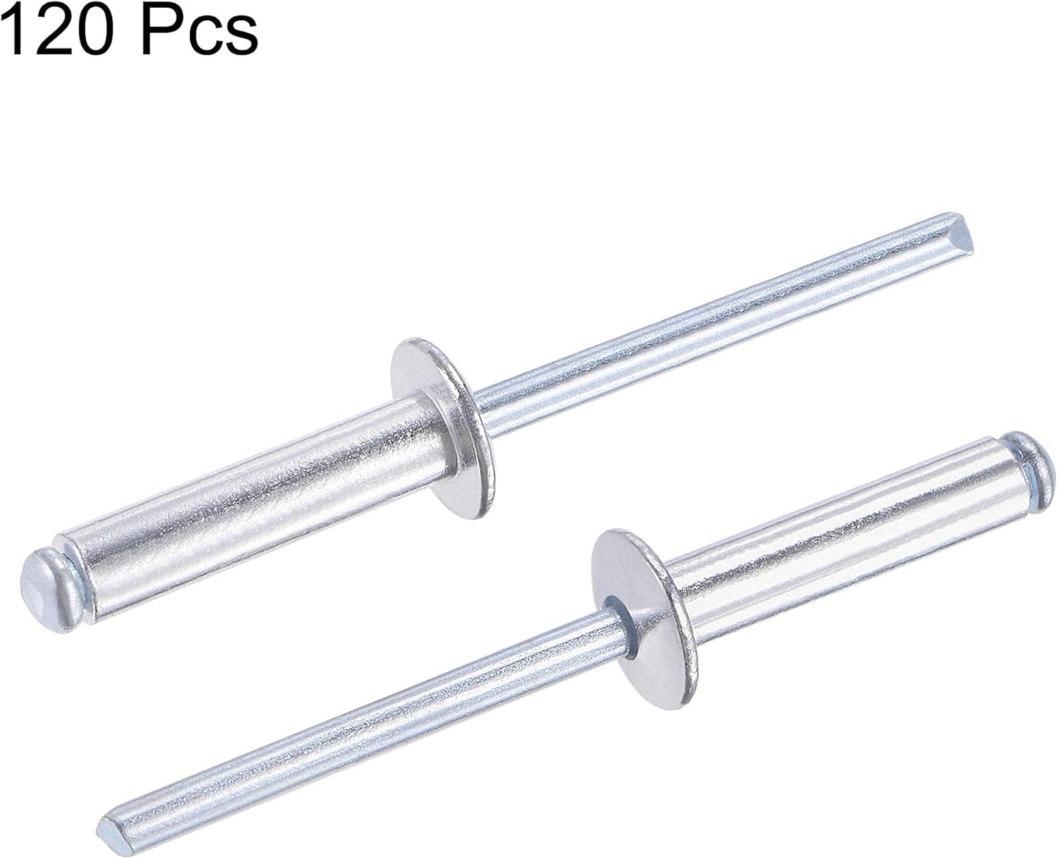 uxcell Blind Rivets, Aluminum Pull Rivets Core Decoration Rivets 5mm Diameter 20mm Grip Length Silver Tone, 120pcs