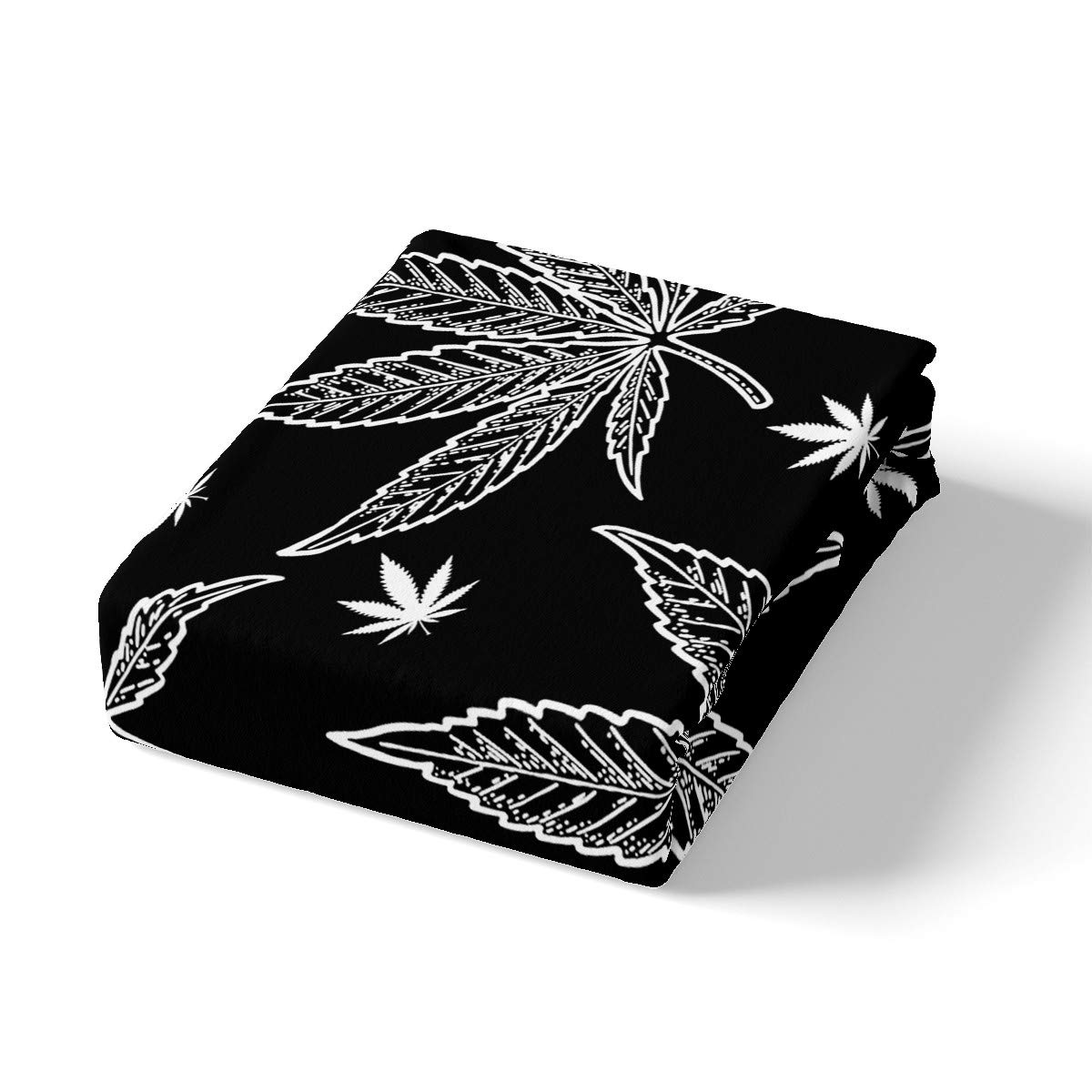 Feelyou Botanical Comforter Covet Set 3 Piece King Size Marijuana Leaves Duvet Cover Hemp Weed Plant Bedding Set with 2 Pillowcases (King,Black,Grey)