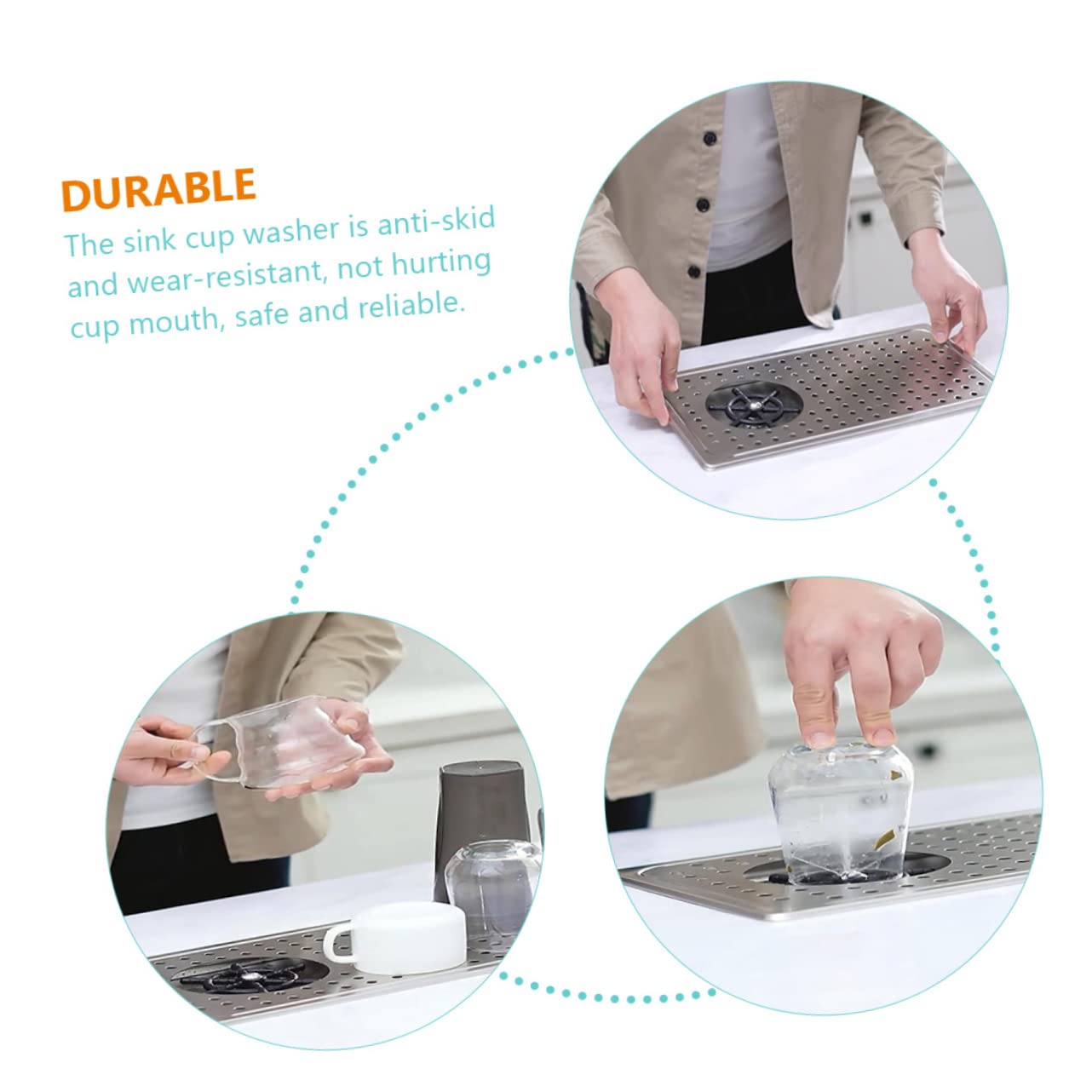 LIFKOME Lavavasos Inoxidable Enjuagadora de Vidrio para Fregadero de Cocina Automático de Tazas y Botellas Compatible con Diferentes Instalación para Uso Hogar y Bar
