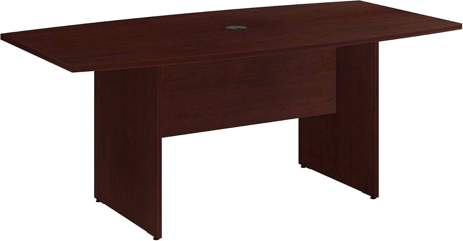 Bush Business Furniture 72W x 36D Boat Shaped Conference Table with Wood Base in Harvest Cherry : Office Products