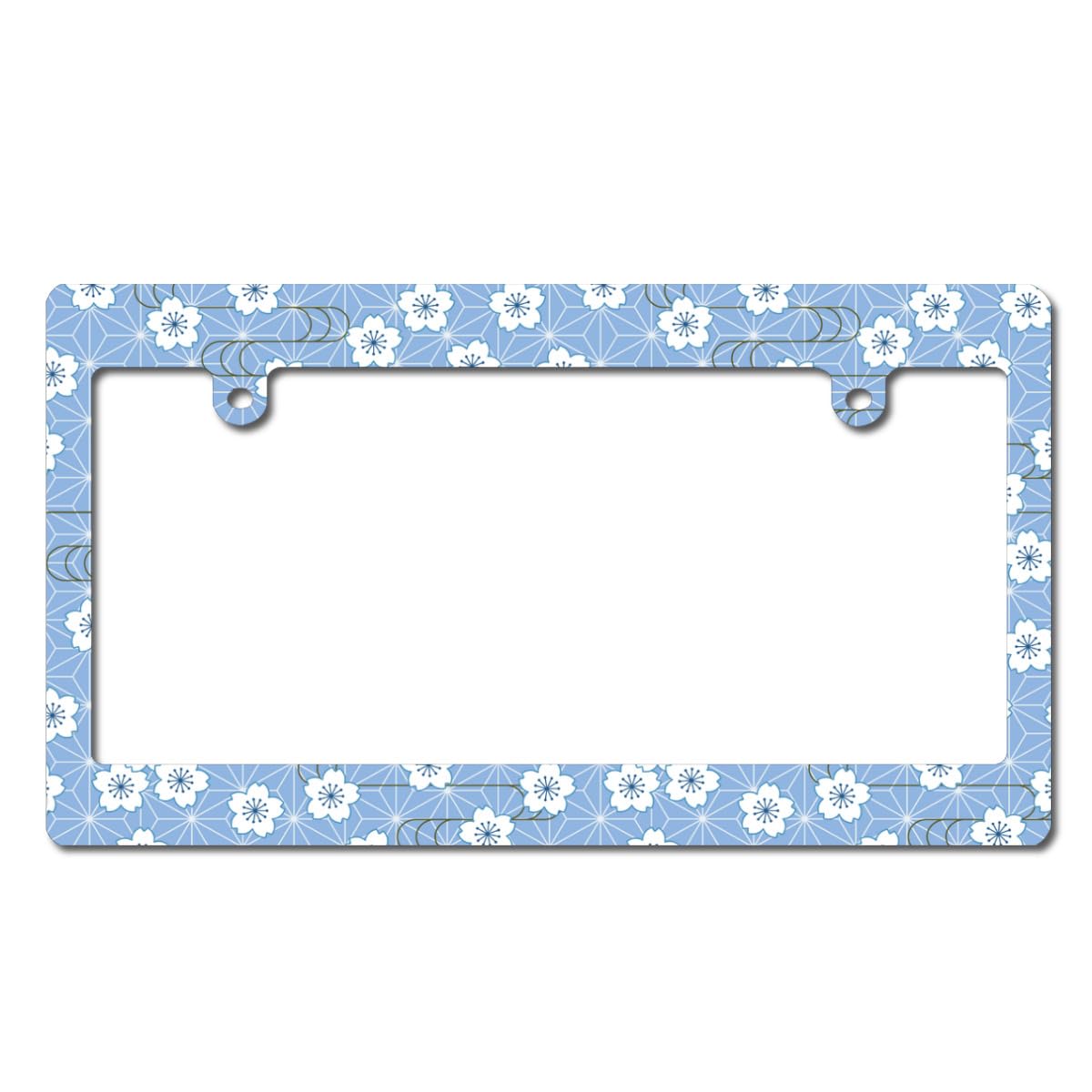 Amazon.co.jp: ナンバープレートフレーム ブルー 花柄 和風 和柄  