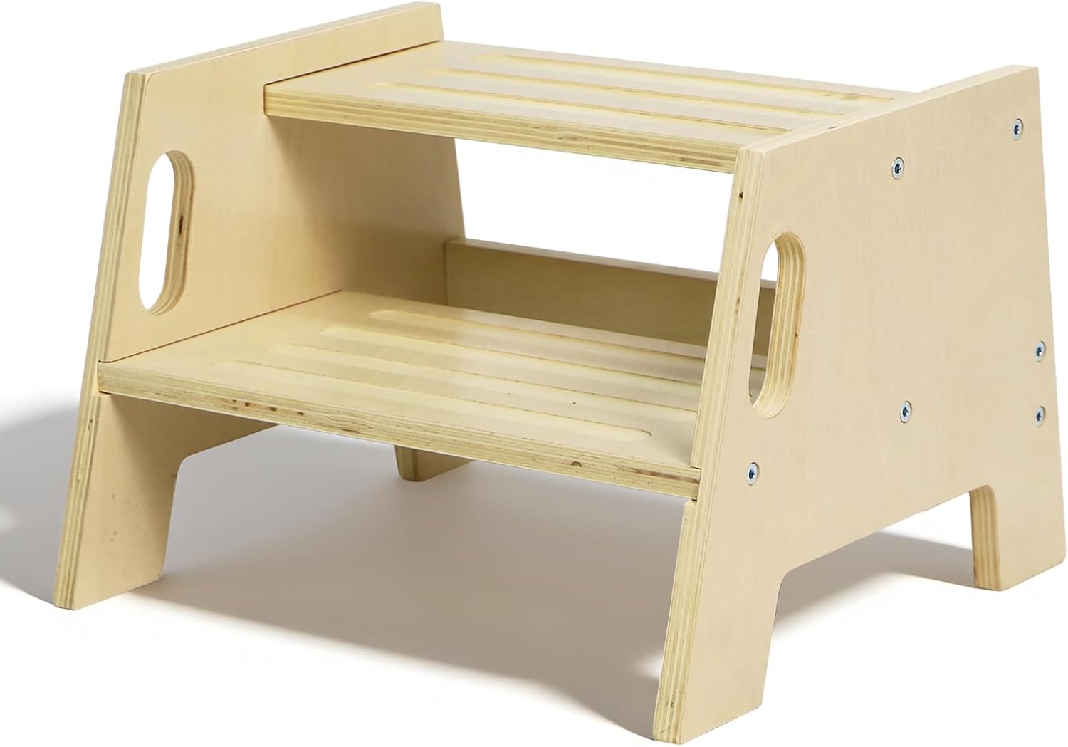 Asweets Toddler Step Stool with Handles, Wooden 2-Step Stool for Toddlers for Bathroom Sink, Potty Training, Kitchen & Bedroom 300lbs Capacity(2 Pack)