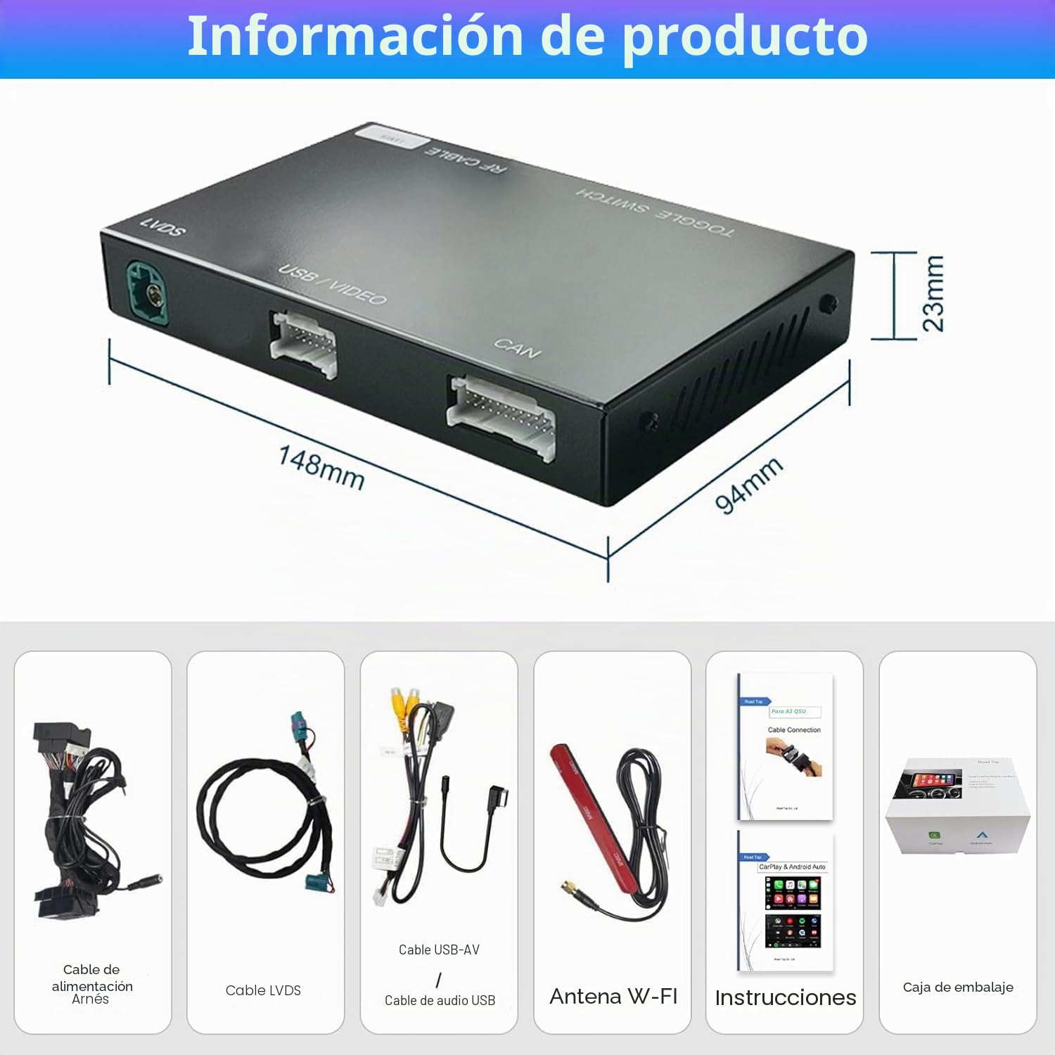 Road Top inalámbrico Android Auto para Mercedes Benz C GLC W205 2015-2018 Año, Carplay Retrofit Kit Decodificador, para Apple Carplay/Android Auto/Mirrorlink/Navegación