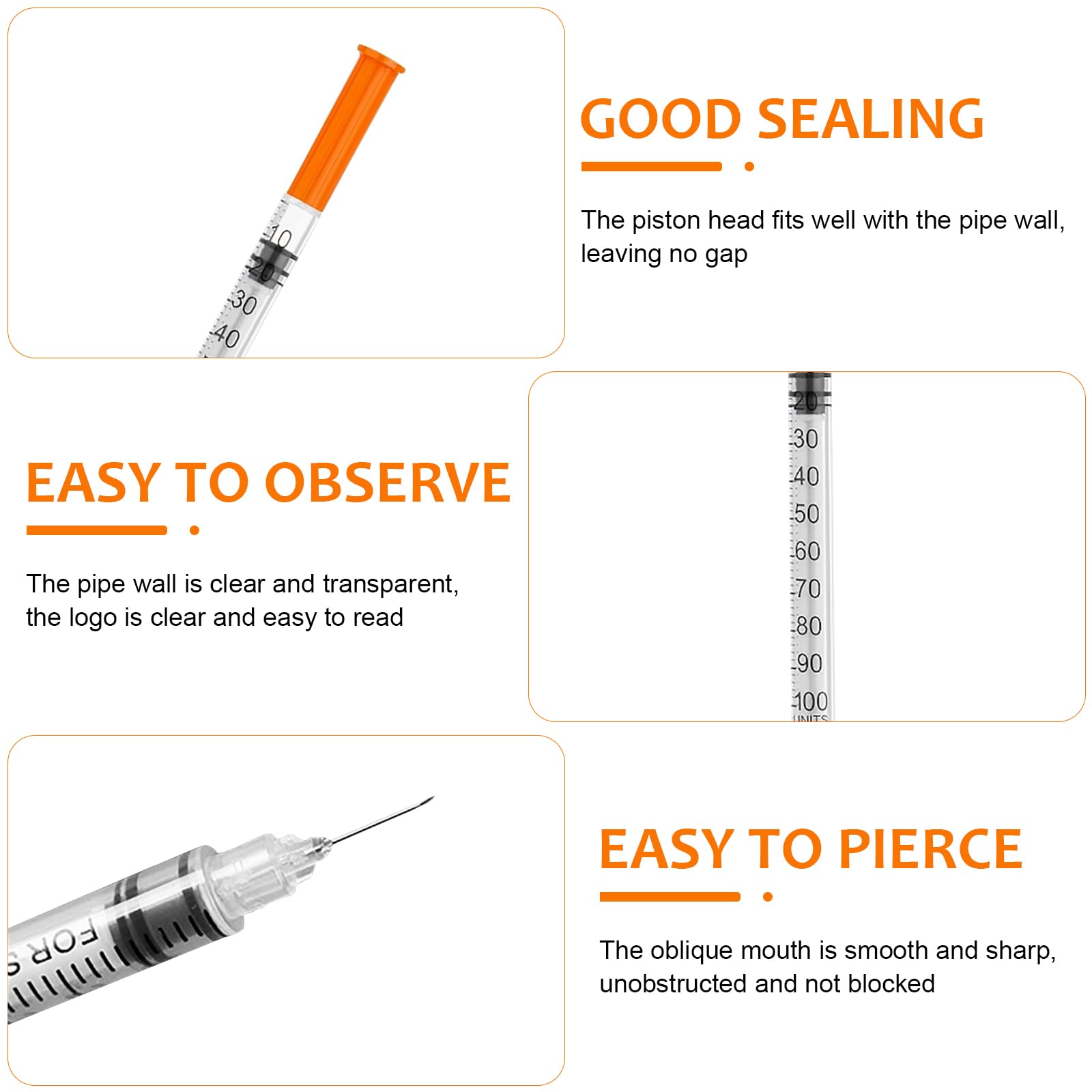 100 sztuk 1 ml/cc plastikowe rurki 29G-8 mm, wielofunkcyjne narzędzia pomiarowe, pakowane pojedynczo
