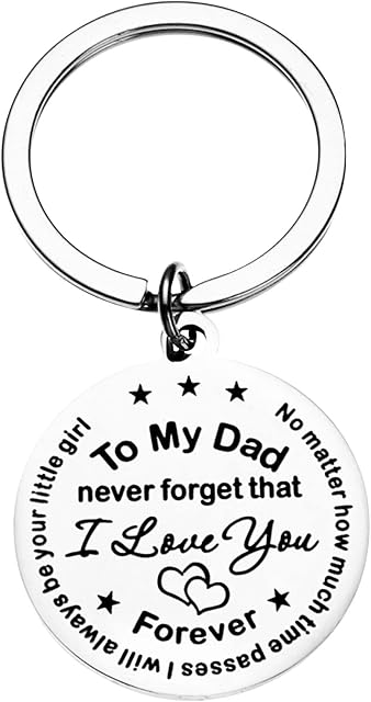 Jancosta Dad keyring Fathers Day Gift From Daughter - Dad I love You ,I'll Always Be Your Little Girl Keychain for Men Father Birthday Presents,Stainless Steel