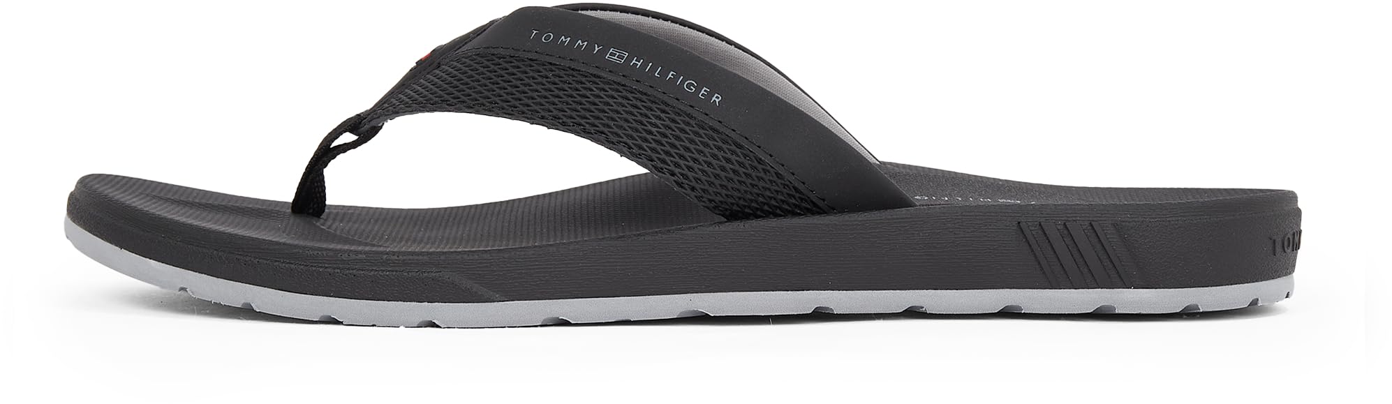 Tommy Hilfiger Men’s Moulded Flip Flops with Logo, Black (Black), 6.5