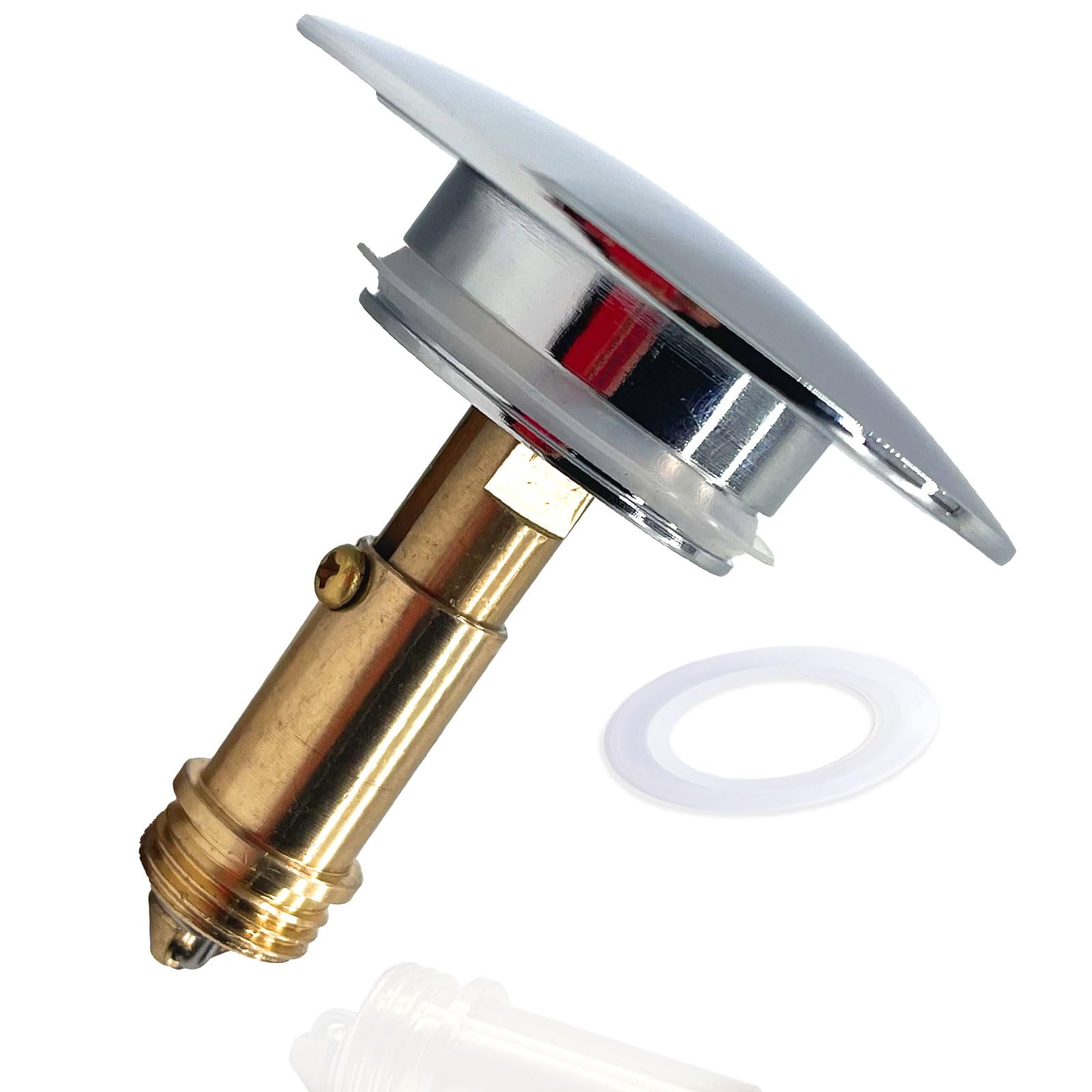 Chonphan 66Mm-Sliver Pop Up Sink Plug Replacement 66Mm Chrome Solid Brass, Click Clack Sink Plug, Sink Drain Plug Stopper, Basin Sink Sprung Push Plug Waste Plug For Bathroom Vanity Sink Lavatory