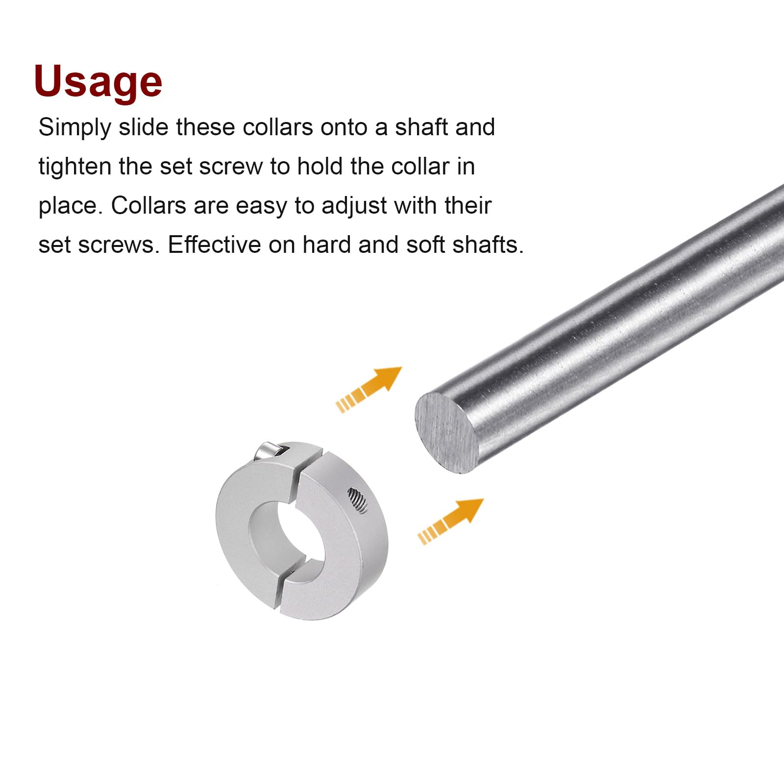 QUARKZMAN 4pcs Bague de Réglage Bague Arrêt d'axe Butée Double Divise pour 25 mm Arbre Collier Vis pince, 50mm OD, 15mm Largeur, Bouchon Position Maintien Calage Poulie Machine Outil