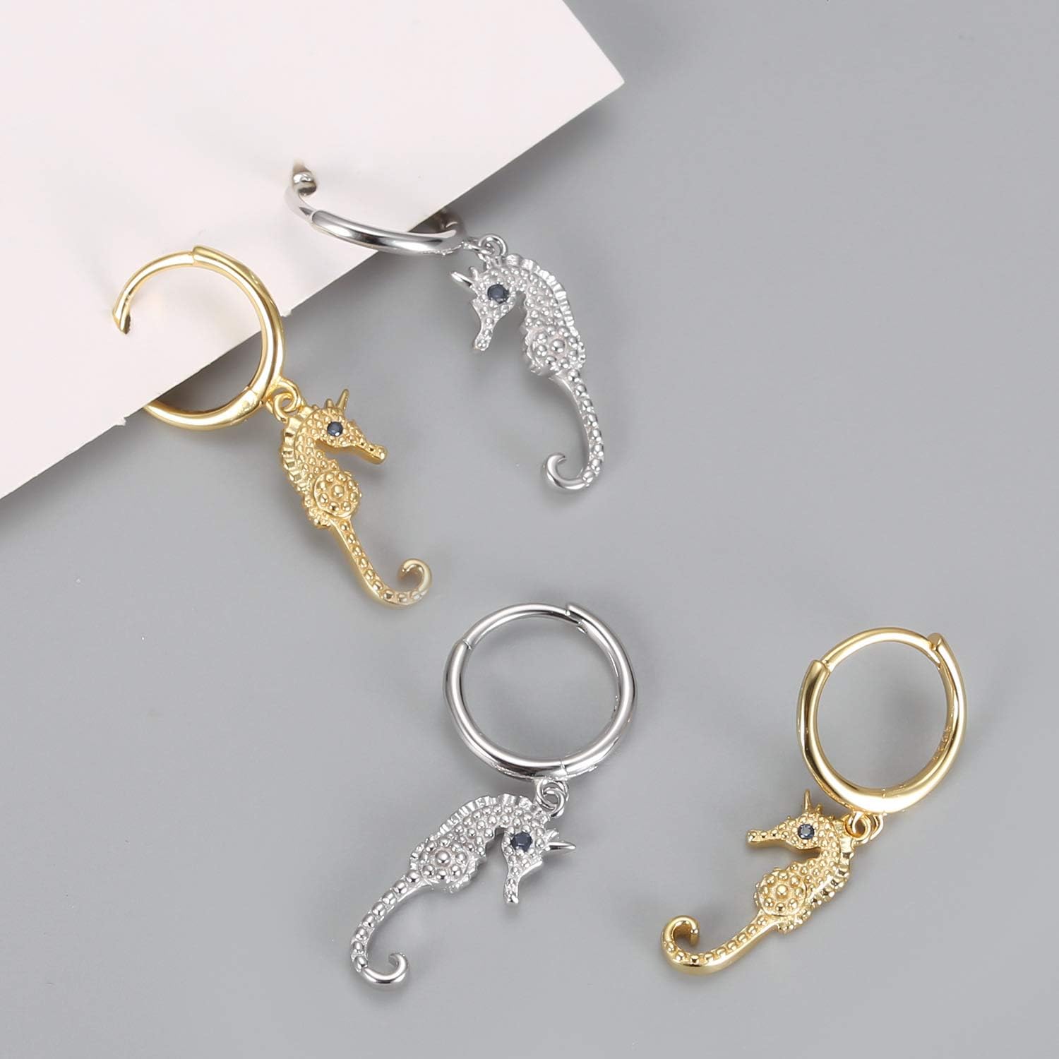 Dainty Huggie Hoop Earrings with Dangle for Women Girls, 925 Sterling Silver Small Huggie Earring with Drop Charm for Everyday - Image 5