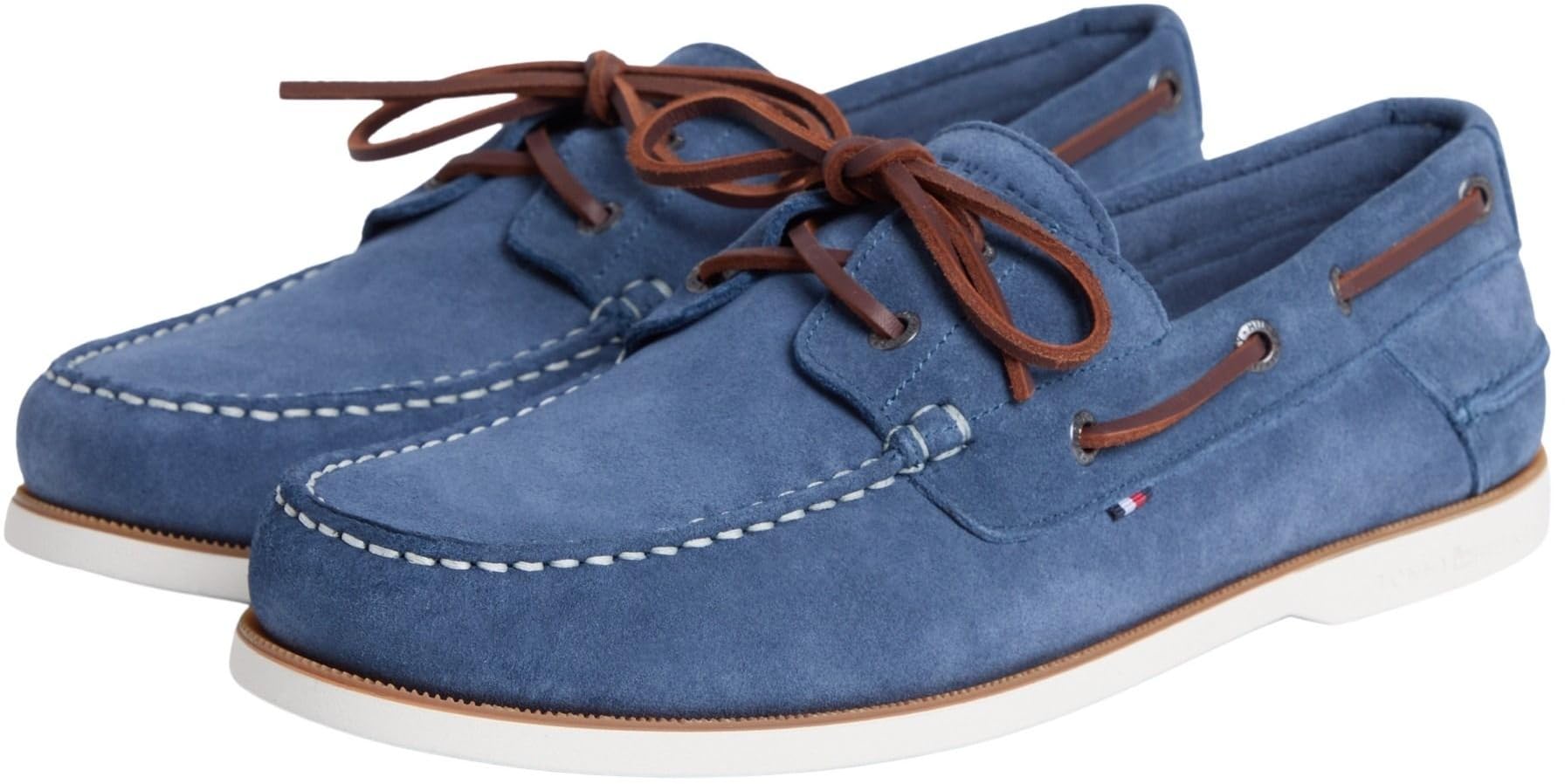 Tommy Hilfiger TH Boat Shoe Core Suede Fm0Fm05387 - Zapatos náuticos para Hombre, Color Azul (mar Egeo), 8