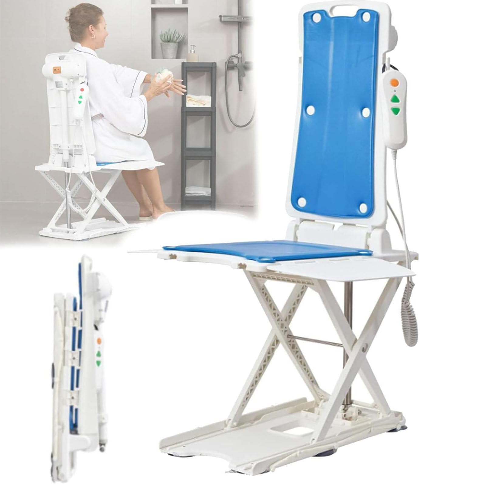 Elektryczny podnośnik do wanny, podnoszenie osób starszych z podłogi, wodoodporny podnośnik do wanny IPX8 z pilotem zdalnego sterowania, udźwig do 136 kg, pomoc w rehabilitacji