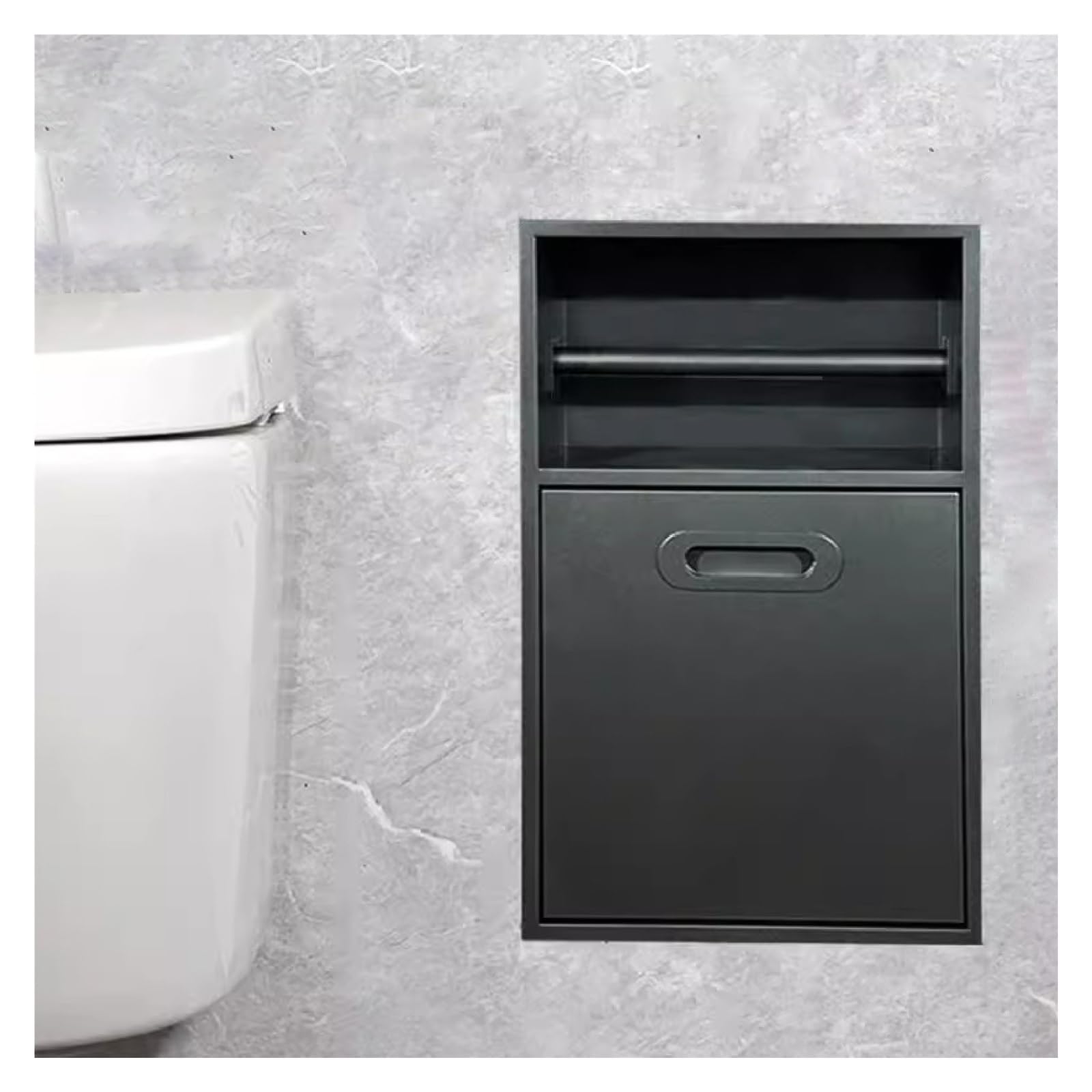Soporte de papel higiénico de acero y contenedor integrado para salones y cocinas modernas