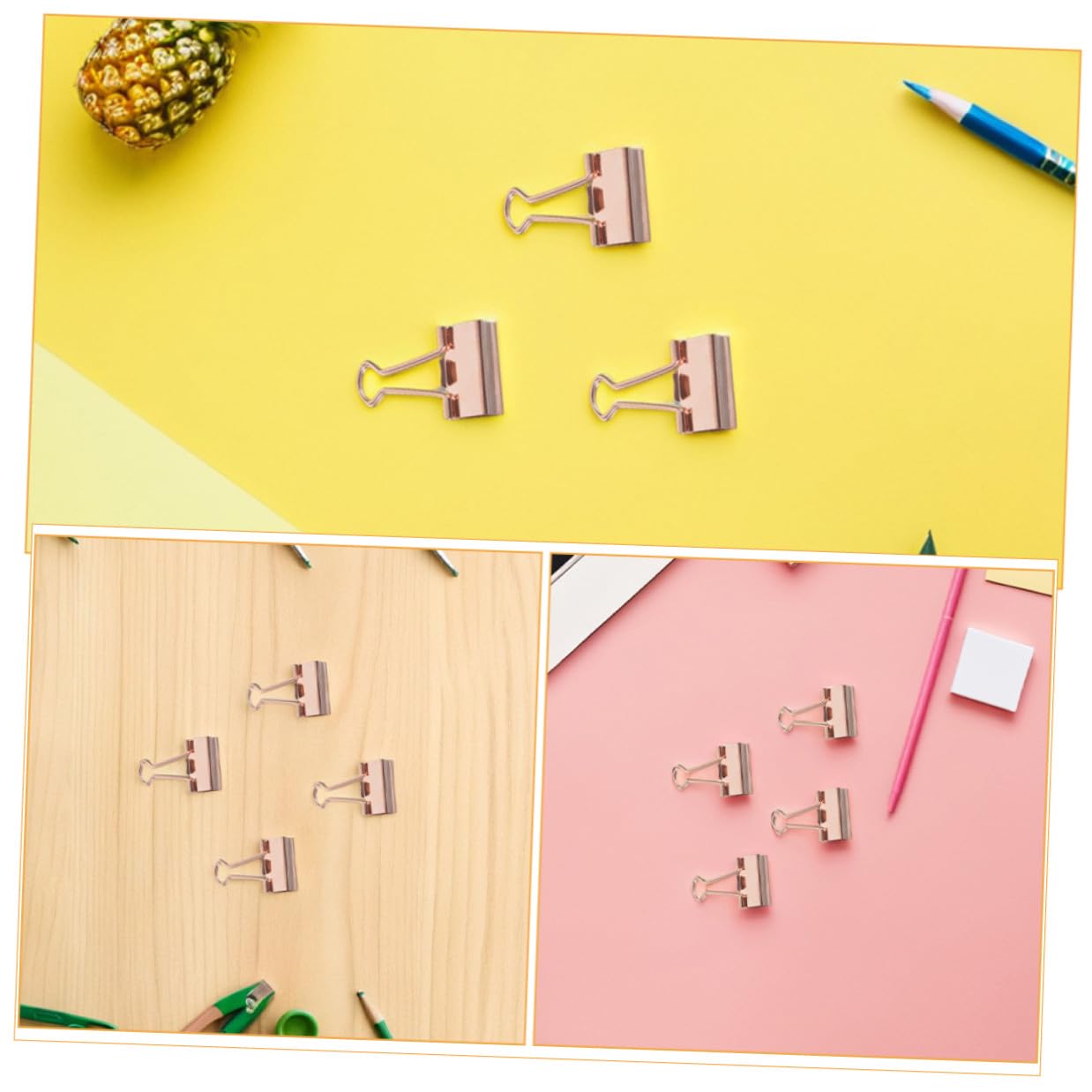 Operitacx 100pezzi Fermagli per Raccoglitori in Metallo Color Oro Rosa Clip per Cancelleria per Organizzare File e Documenti Adatte per Ufficio Scuola e Casa