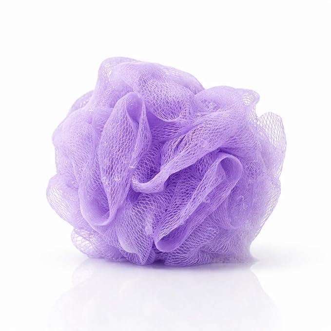 Premium Lavender Bath Loofah Mesh Sponge | Soft Gentle Exfoliating Body Scrubber for Shower & Bath | Rich Foam Lather | Deep Cleansing Skin Care Puff for Men Women | Durable Bathroom Accessory