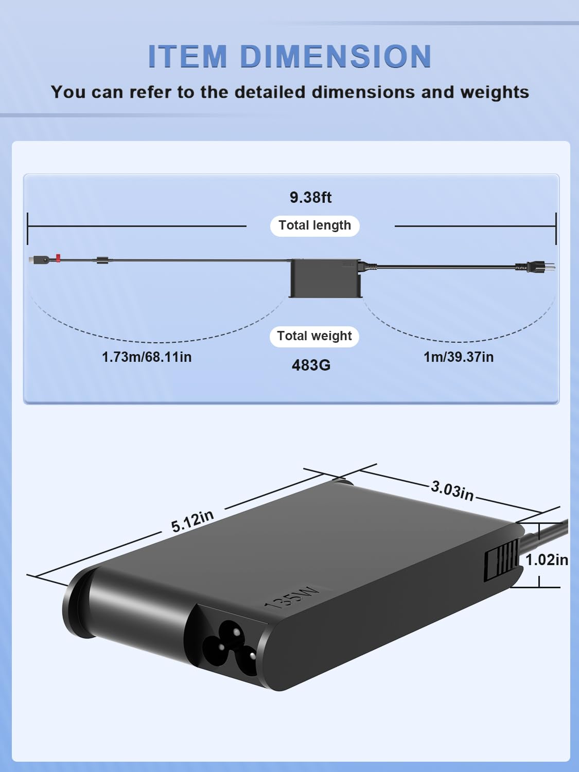 135W USB-C Alimentatore Compatibile Con Lenovo ThinkPad Z16 P16s L16 L15 E16 E15 T16 T15 Yoga Slim/Pro 7 9 & IdeaPad Pro 5 Legion Y740S Portatile ADL135YSDC3A SA10R16963 Alimentatore