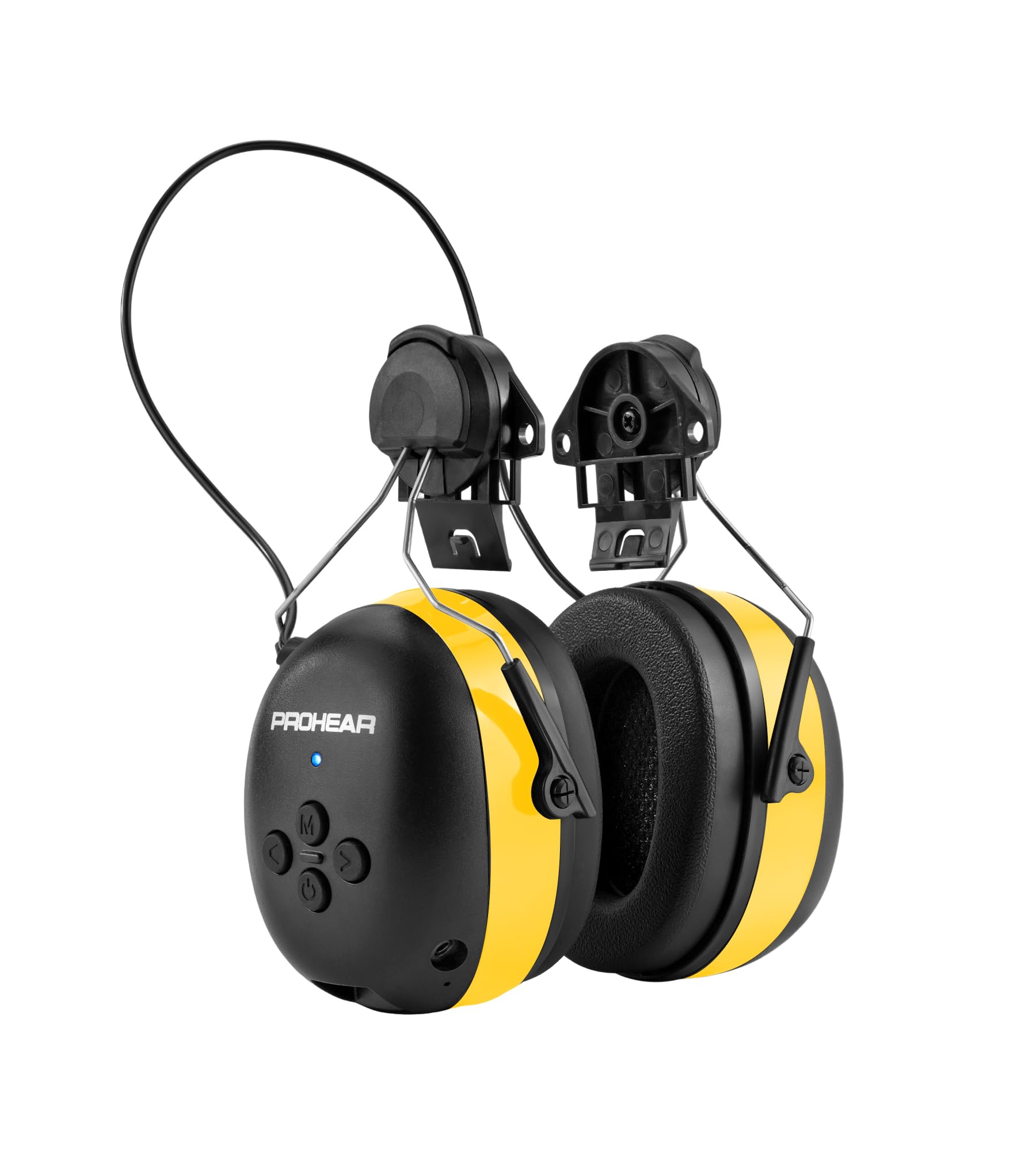 PROHEAR 037BR04 Bluetooth Hearing Protection Headphones - Noise Cancelling for 3M H-700/DEWALT Hard Hats, 40H Playtime (Yellow) - Construction Safety