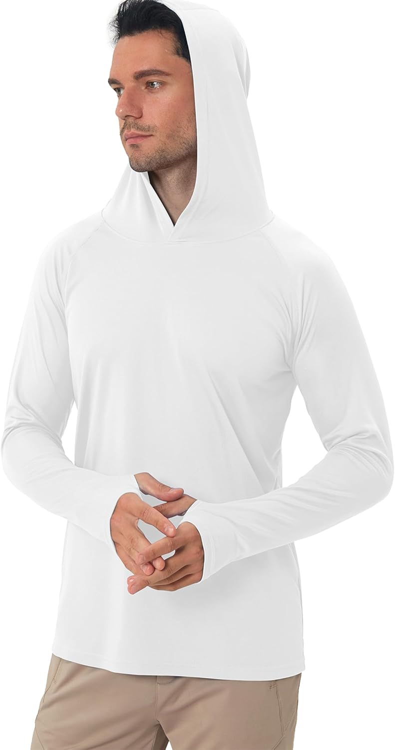 Men's Sun Protection Hoodie Rash Guard Shirts Long Sleeve UPF 50+ Swim Fishing Shirt with Hood Lightweight UV SPF - Image 4