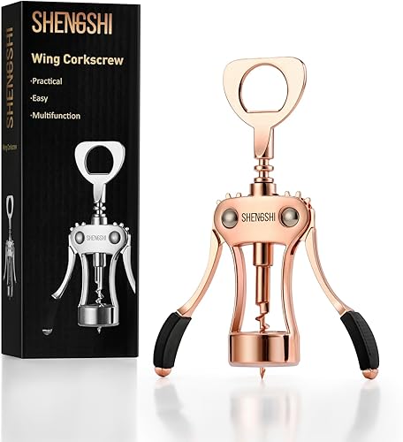 shengshi Abridor de botellas de vino Sacacorchos de ala premium de aleación de zinc Abridor de botellas de vino con abrelatas