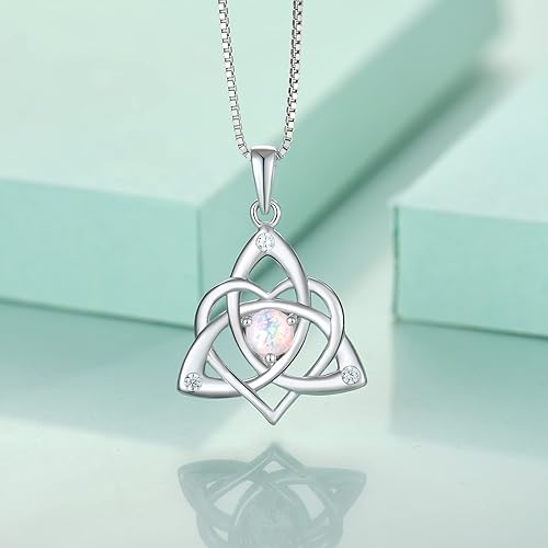 Miniatura 4 de STARCHENIE Collar de nudo celta para mujer, plata de ley 925, colgante de nudo de amor Trinity, piedras de nacimiento, joyería