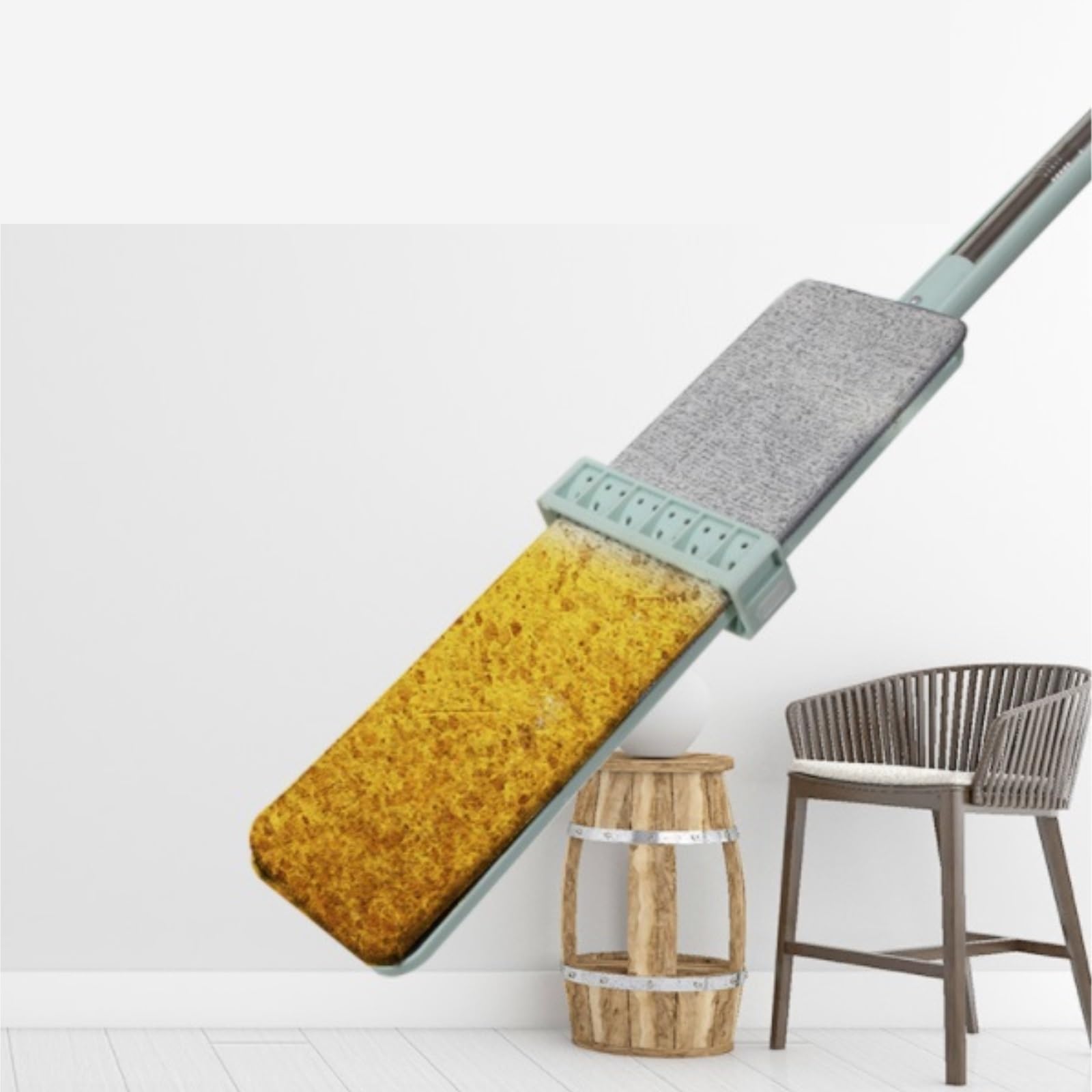 Fregona Fregona De Lavado A Mano con Trapo Plano Y Almohadilla Limpieza Microfibra para El Hogar Herramienta Limpieza Suelo