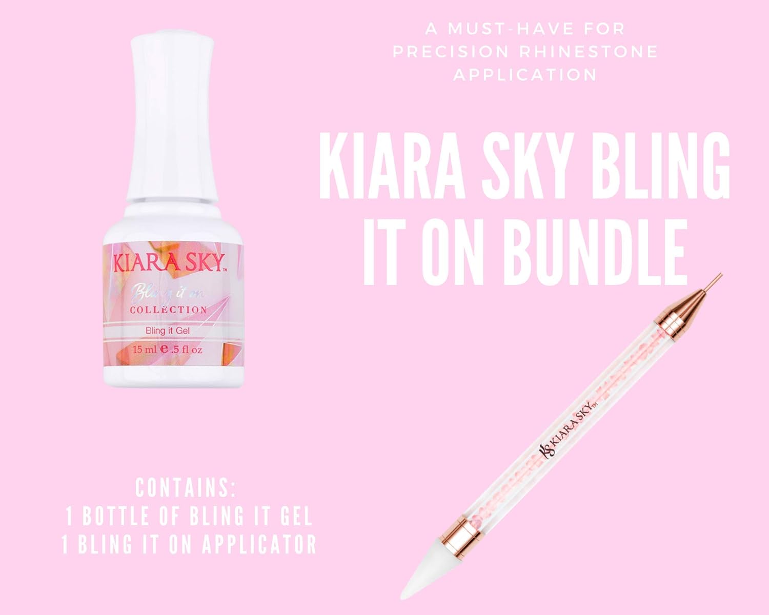 KIARA SKY Bling it on Rhinestone Adhesive Gel 0.5 oz & Applicator Tool