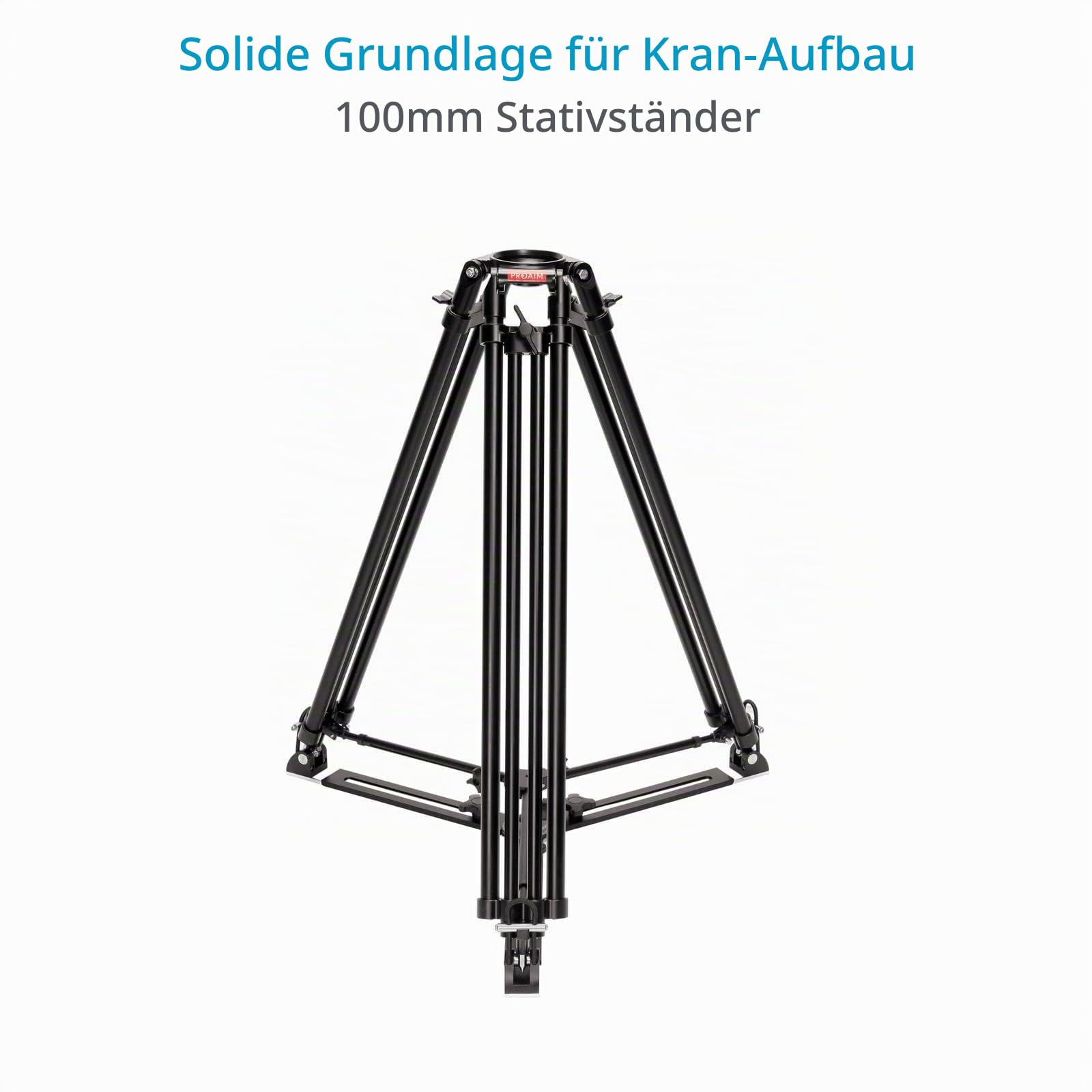 PROAIM Alphabet 6,4-m Kamerakran mit 100-mm-Stativ, 15 kg | Werkzeuglose Montage, modular 12–21 ft Reichweite, 360° Schwenkbereich, 400-kg-Alu-Spinne für hohe Stabilität.