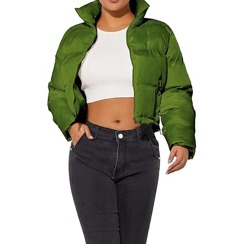 Hujoin Women's Crop Short Jacket Cropped Puffer Fashion Jackets for Women Warm Winter Lightweight Coat