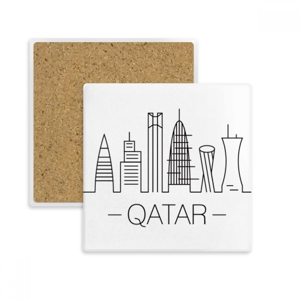 Dessin Ville Qatar cadeau souvenir original sous-verre absorbant en pierre pour table