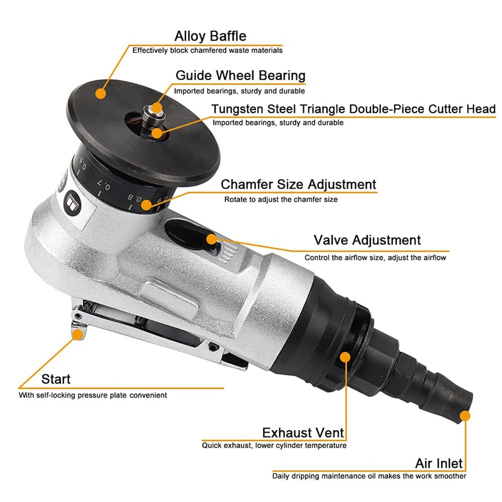 Conjunto de Máquina de Bisel y Cuchillas Reemplazables Herramienta de Achaflanado Neumático Lineal Manual de Metal de Repuesto para Corte de Metal