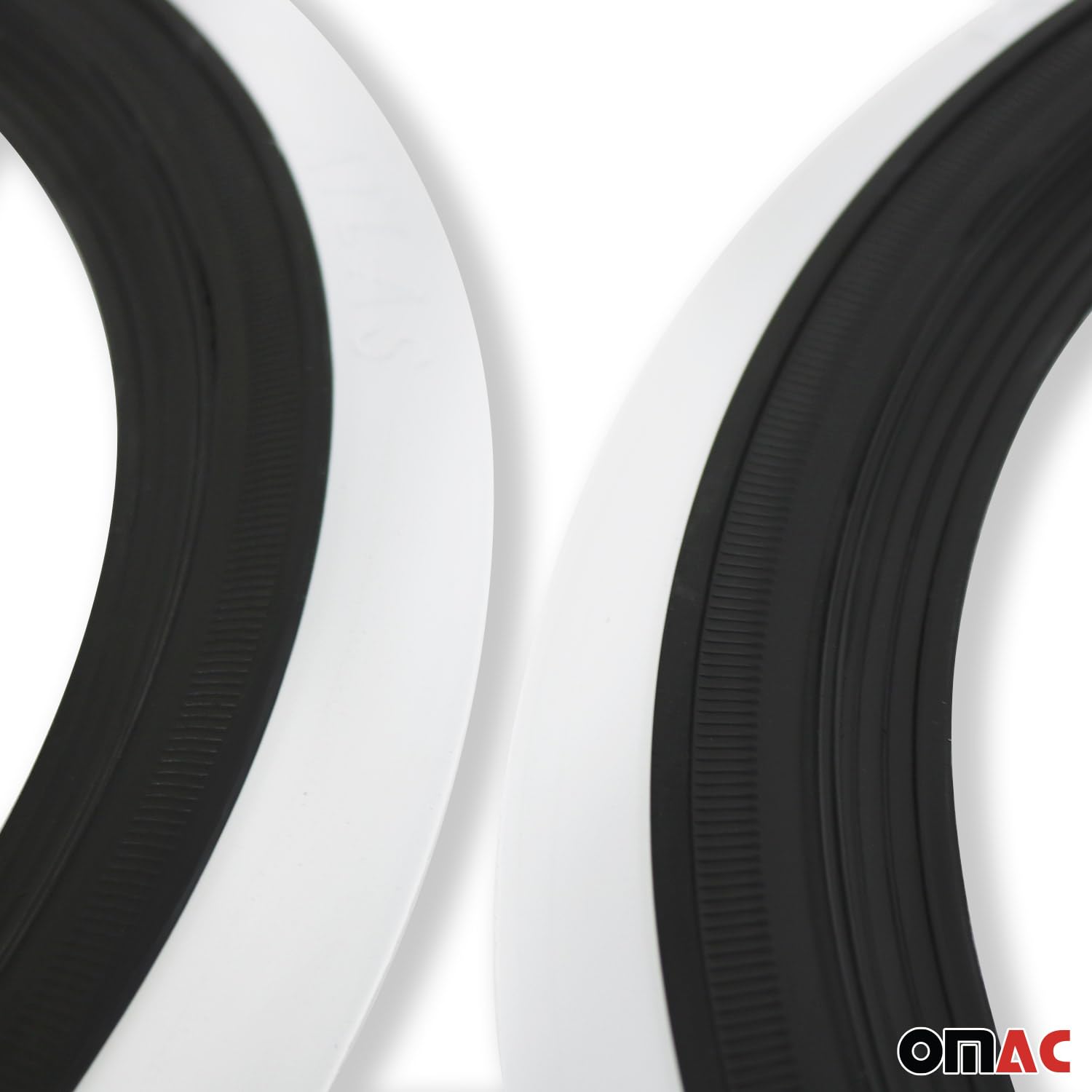 OMAC 4X 14" Weißwandringe Schwarz & Weiß Weißwandreifen Echt Gummi Auto Tuning