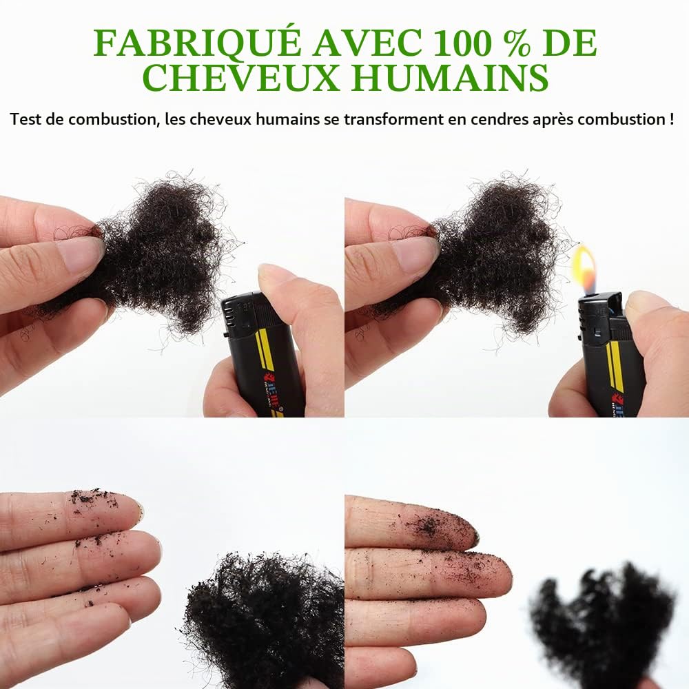 Orientfashion Locks Extension Cheveux Humain, Fait à la Main Locks Cheveux Naturel pour Homme/Femme Dreadlocks Extensions de Cheveux Humains (60 Locs/pack, 10 Pouces 0.6cm)