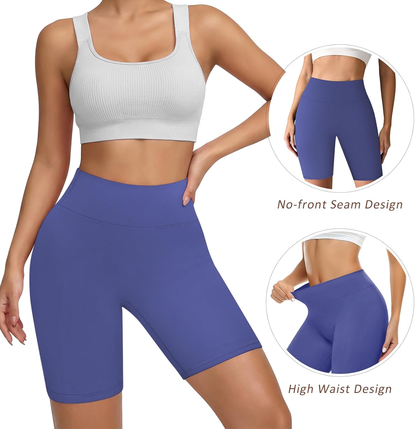 Women's High Waisted Compression Biker Shorts 8", Buttery Soft Spandex Workout Yoga Shorts Athletic Running Gym - Image 5