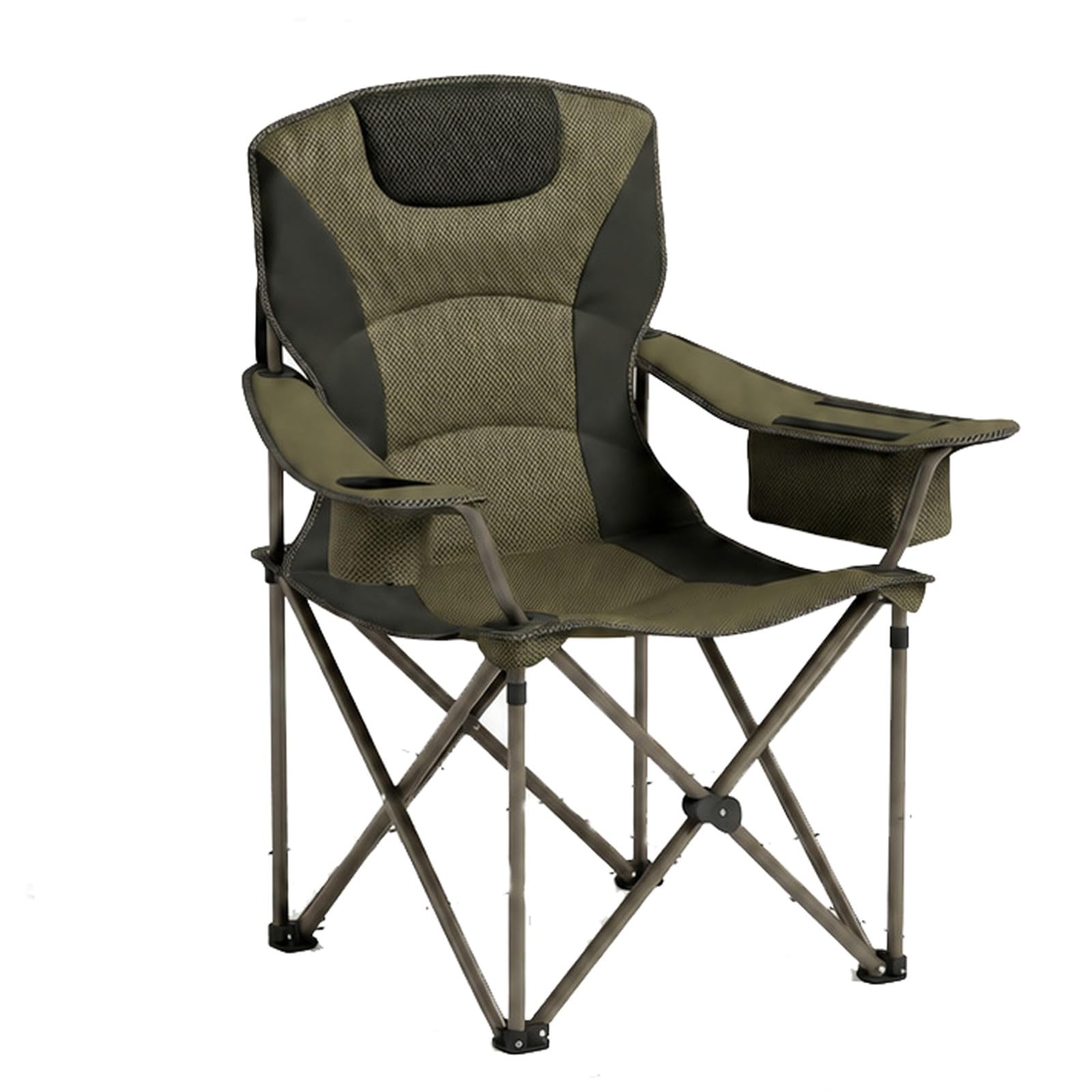 Chaise de Camping Pliable Surdimensionnée Portable avec Porte Gobelets et Accoudoirs Cadre Stable pour Extérieur Intérieur Camping Pêche Couleur Noir Gris B