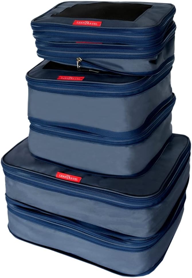 LeanTravel Compression Packing Cubes for Travel Organizers