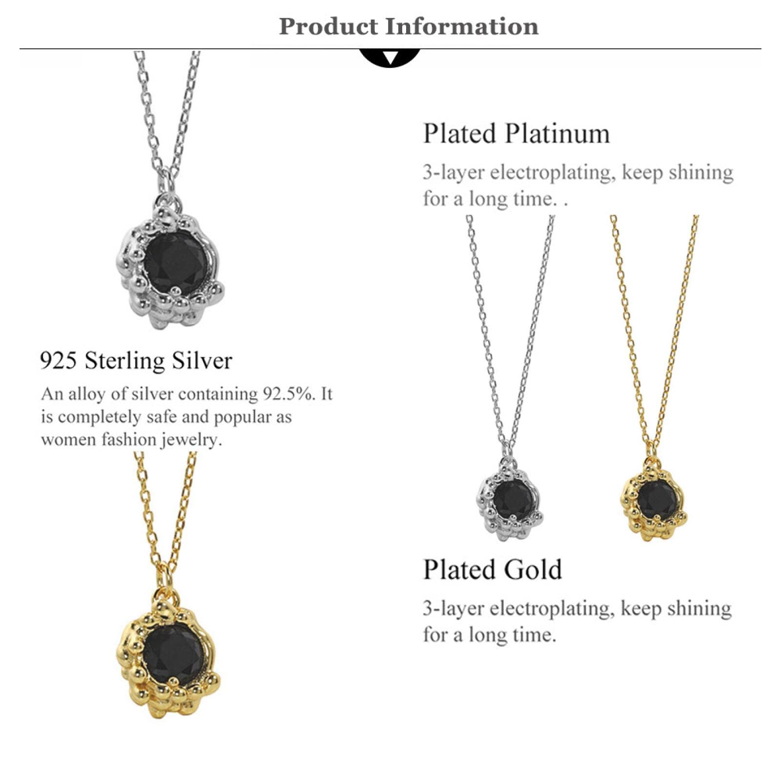 Collane per donna in argento sterling 925 con ciondolo in zircone nero, collana a catena lunga, girocollo, anelli intercambiabili, orecchini, set di regali