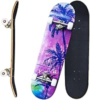 Vista 12 de Patinetas para principiantes, niños, niñas y adultos, 31 x 8 pulgadas, patineta Pro completa, 8 capas de madera de arce, cóncava de doble patada