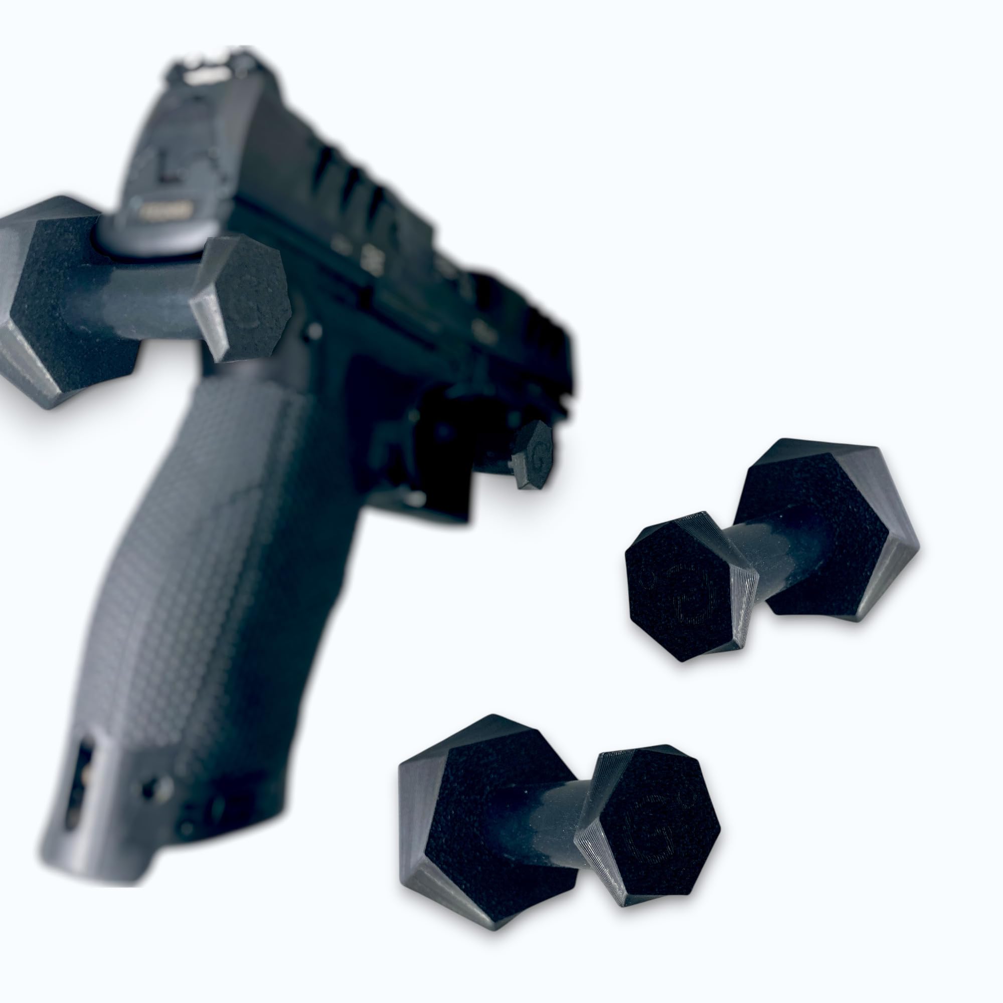 Waffenmagnet 2er Set – Pistolenhalter mit 11 kg Haltekraft – Gummierter Schaft & Moosgummi-Rückseite – Für Waffenschrank & Tresor – Universelle Halterung für Pistolen, Revolver & Kurzwaffen