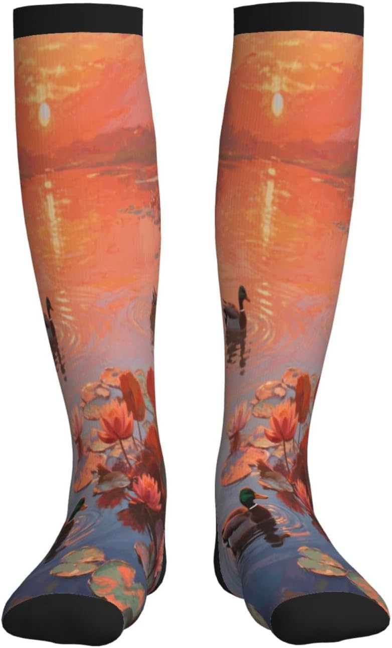 Waterlily Compression Socks For Women Men 15-20mmhg Graduated Support Circulation Knee High Socks For Nurses Athletic