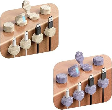 16-Pack Cord Organizer Magnetic Silicone Cable Clips[8 mm Wider Cable Accessible]Desk Cable Management, FLYLEAD Desktop Cord Holder for Nightstand, Office Workspaces Desk Organization Home Accessories