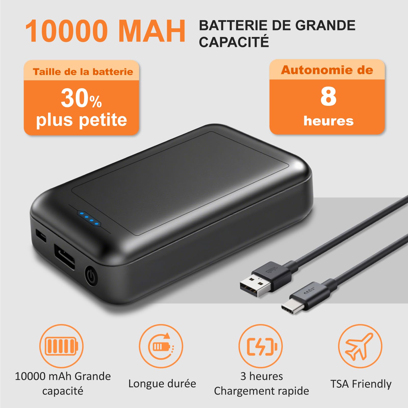 Seenlast Veste Chauffante Femme avec Batterie 10000mAh 5V, Chauffage 4 Zones 3 Niveaux, Lavable en Machine