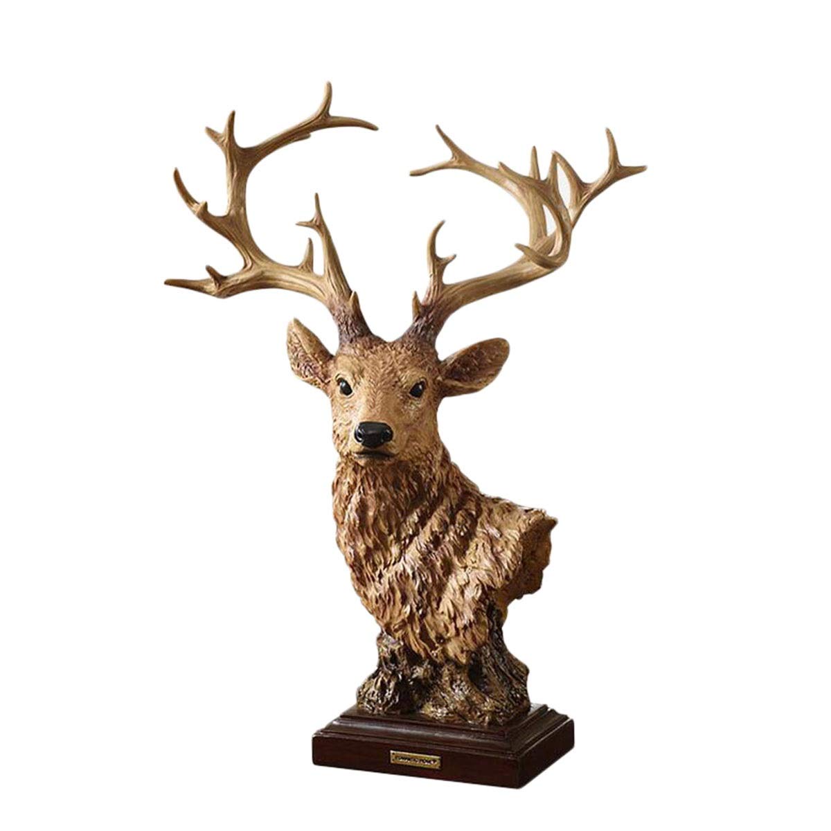 KYUJTYJ Rustic Buck Bust Statue, 12 Point Resin Deer Head Sculpture Animal Figurines Art Decoration for Indoor Home, 16 x 6 x 24 Inches