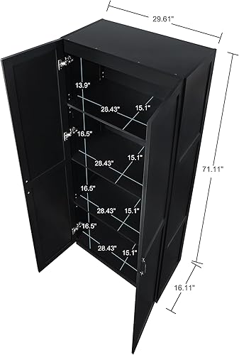 Miniatura 3 de Manhattan Comfort Hopkins - Armario de almacenamiento independiente moderno con 4 estantes ajustables y puertas de cierre suave, organizador alto
