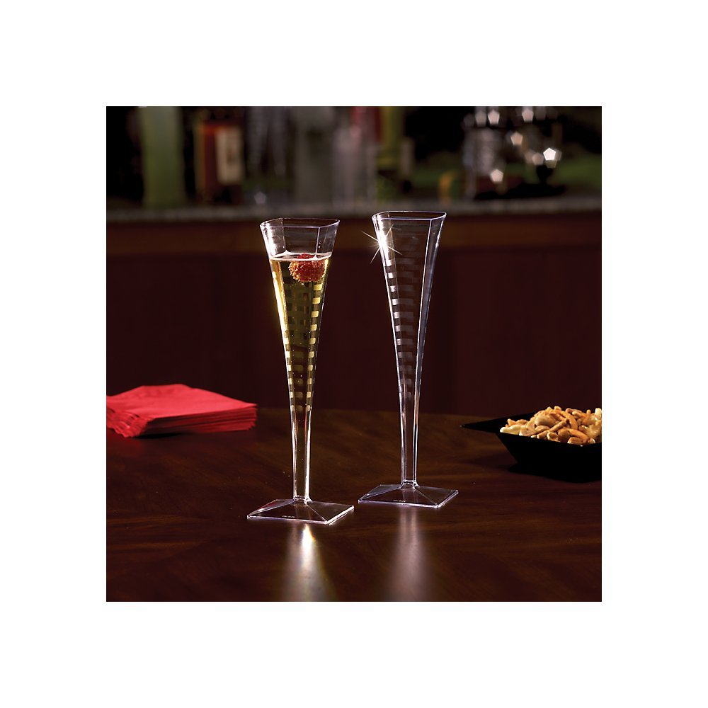 EMI Yoshi Squares Clear Plastic 5 Oz Champagne Glass