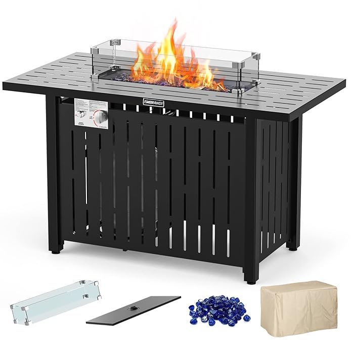 Buy 43inch Propane Gas Fire Pit Table, EMBRANGE Pulse Ignition 50