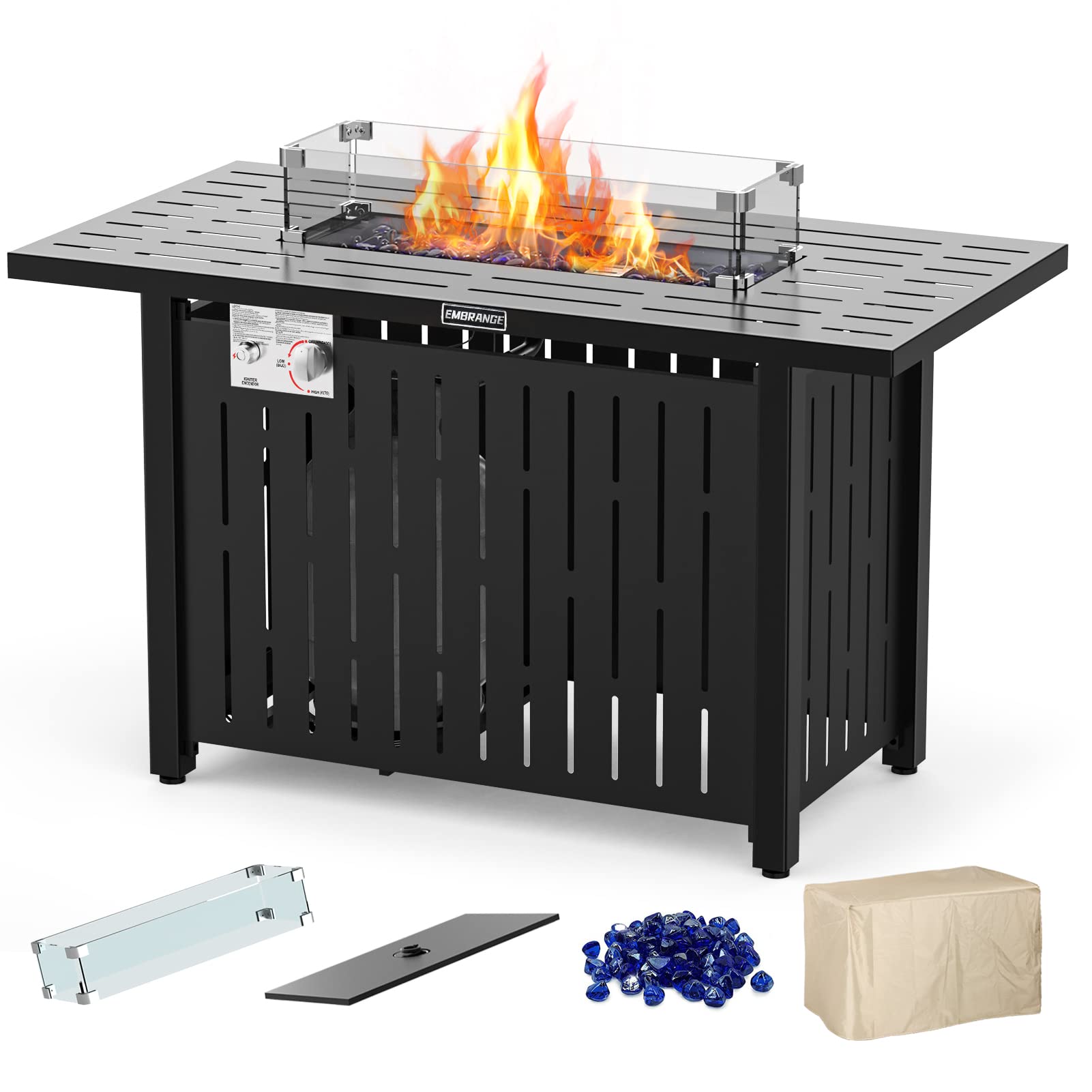 Buy EMBRANGE Fire Pit 43 Inch Propane Fire Pits, Pulse Ignition 50,000