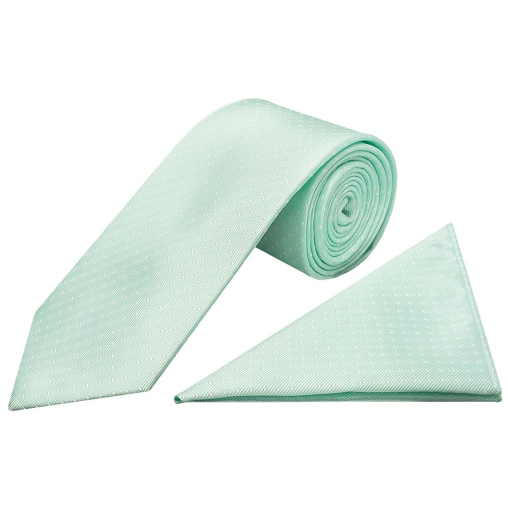 TIES R US Mint Polka Dot Classic Men's Tie and Pocket Square Set