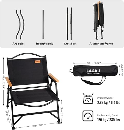 Miniatura 2 de Silla plegable de camping para adultos al aire libre, marco de aleación de aluminio resistente con reposabrazos, cómoda tela Oxford Ripstop, fácil
