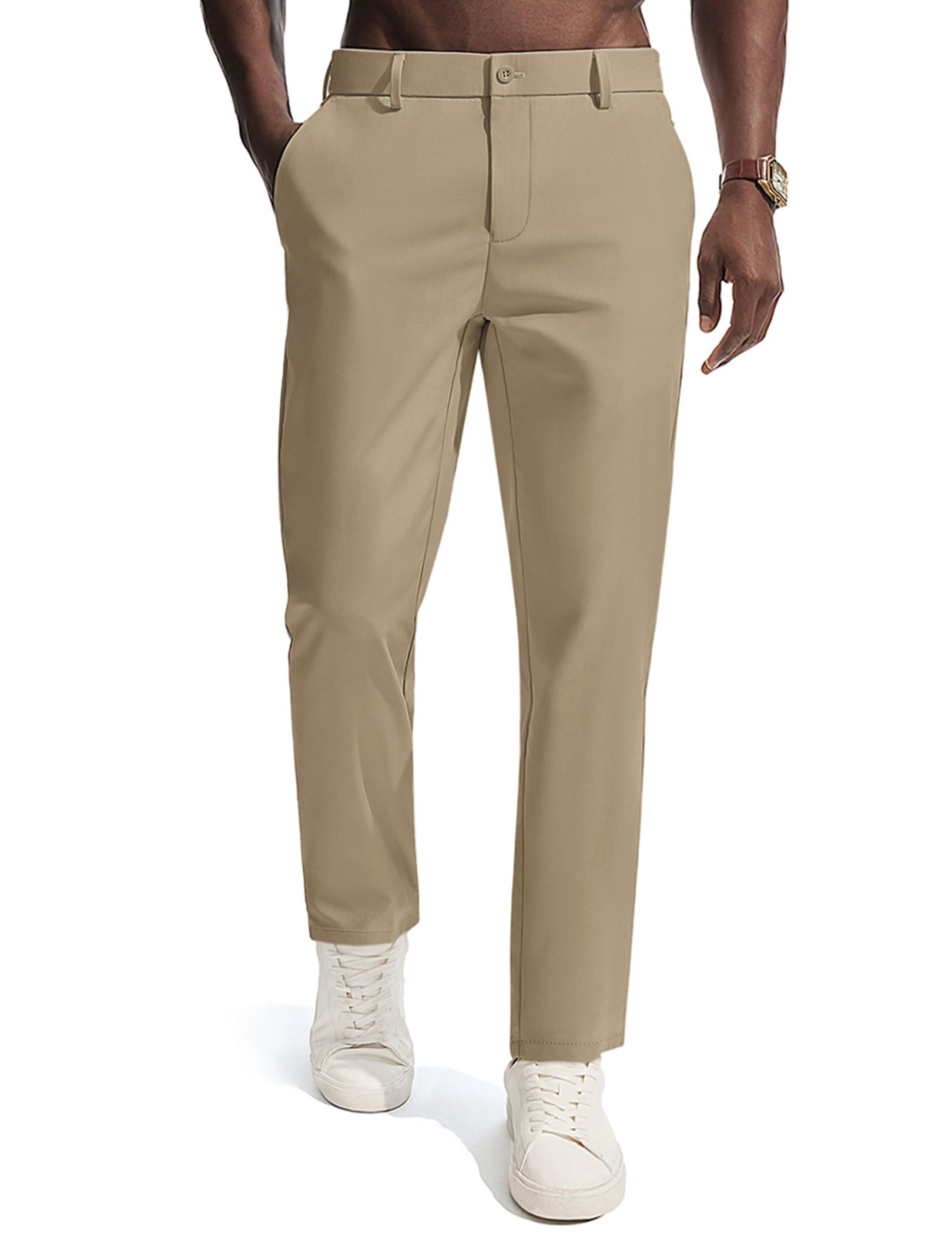 PJ PAUL JONES Mens Golf Pants Casual Stretch Slim Fit Tapered Dress Pants Lightweight Wrinkle Free Trousers