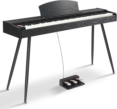 Ktaxon 88 Key Keyboard Piano Weighted Action Digital Piano-Wood Grain Black